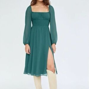 ARITZIA Wilfred BELLA Puff Sleeve Midi Dress - Suave Green - Small